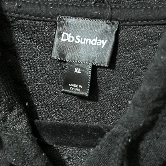 DB Sunday Black Quilted Pullover Hoodie - Picture 2 of 3